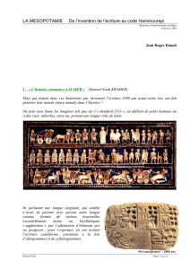 LA MESOPOTAMIE De l`invention de l`écriture au code Hammourapi