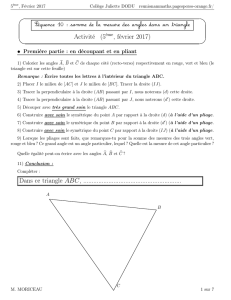 Activité (5 , février 2017) Dans ce triangle ABC