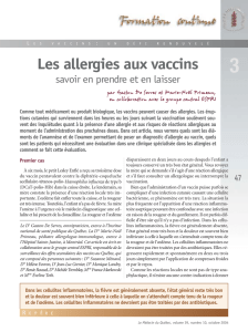 Les allergies aux vaccins