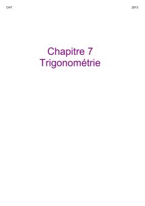 Chapitre 7 Trigonométrie