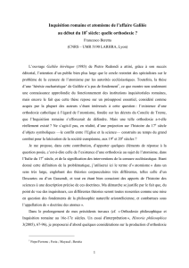 Inquisition romaine et atomisme de l`affaire Galilée