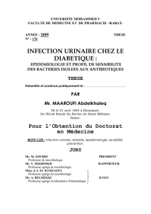 INFECTION URINAIRE CHEZ LE DIABETIQUE :