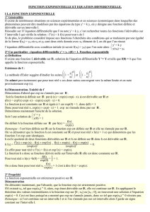 FONCTION EXPONENTIELLE ET EQUATION DIFFERENTIELLE. I