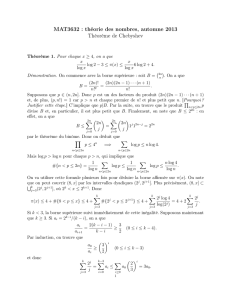 MAT3632 : théorie des nombres, automne 2013 Théorème de