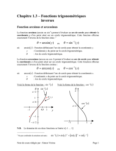 Chapitre 1.3 –Fonctions trigonométriques inverses