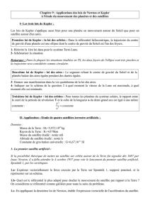 Chapitre 9 : Applications des lois de Newton et Kepler à l`étude du