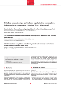 Pollution atmosphérique particulaire, repolarisation ventriculaire