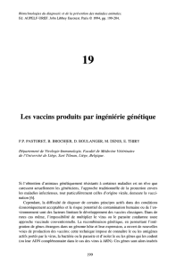 19 Les vaccins produits par ingénierie génétique