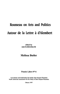 Rousseau on Arts and Politics Autour de la Lettre à dlAlembert