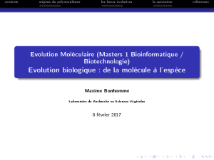 Introduction à l`évolution moléculaire