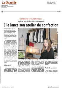 Emmanuelle Savin lance son atelier de confection (pdf