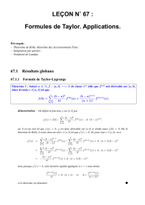 LEÇON N˚ 67 : Formules de Taylor. Applications.