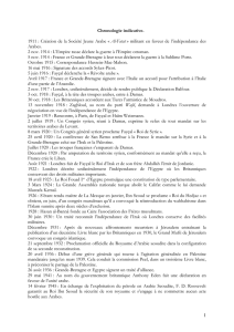 1 Chronologie indicative. 1911 : Création de la Société Jeune Arabe