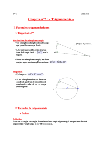 Chapitre n°7 : « Trigonométrie »