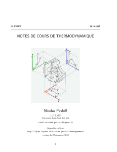 NOTES DE COURS DE THERMODYNAMIQUE Nicolas Pavloff