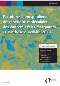 Plateformes hospitalières de génétique moléculaire des cancers