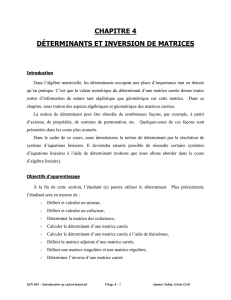 CHAPITRE 4 DÉTERMINANTS ET INVERSION DE MATRICES