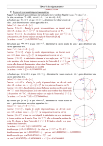 TD n°6 de trigonométrie 1) Lignes trigonométriques incomplètes