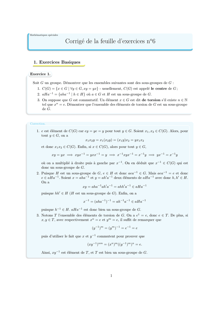 Corrige De La Feuille D Exercices N