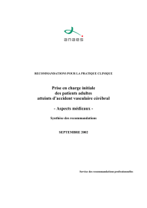 AVC aspects médicaux - Synthèse des recommandations 2002