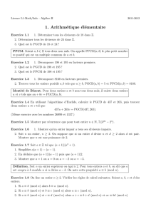 1. Arithmétique élémentaire - Licence de mathématiques Lyon 1