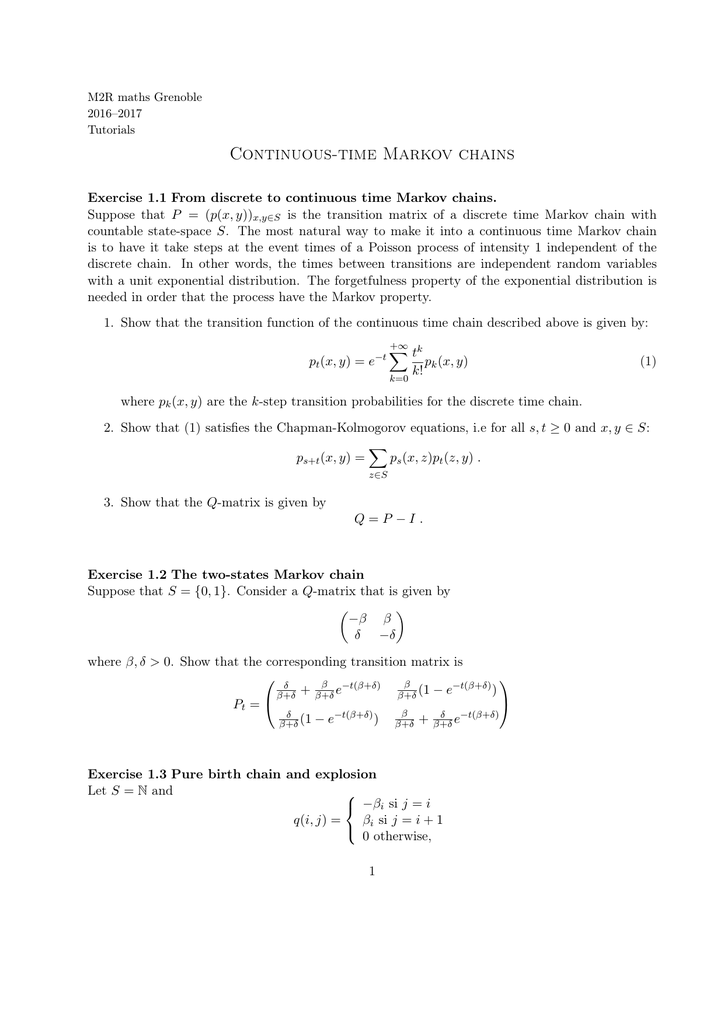 Continuous Time Markov Chains