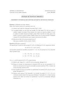 Alg`ebre et Arithmétique Mathématiques L3 Université de Nice