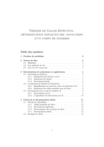 Théorie de Galois Effective : détermination explicite des sous