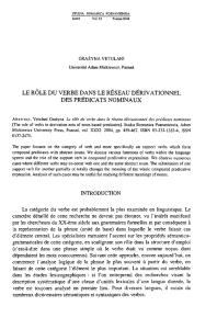 le róle du verbe dans le reseau deriyationnel des predicats