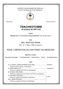 TRACHEOTOMIE - Faculté de Médecine et de Pharmacie Fès