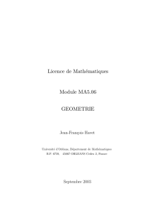 Licence de Mathématiques Module MA5.06 GEOMETRIE