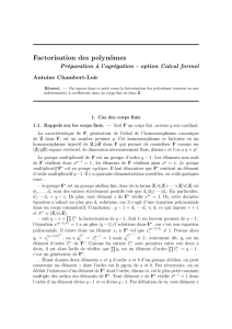 Factorisation des polynômes dans les corps finis - IMJ-PRG