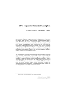 PFC, corpus et systèmes de transcription