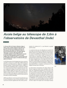 Accès belge au télescope de 3,6m à l`observatoire de Devasthal (Inde)