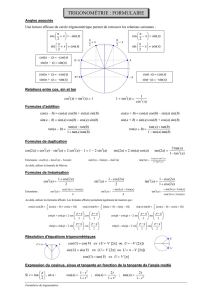 Formulmaire de trigonométrie