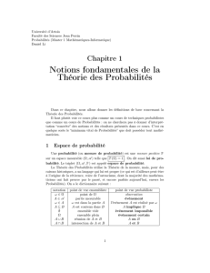 Notions fondamentales de la Théorie des Probabilités