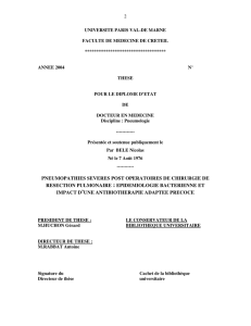 pneumopathies severes post operatoires de chirurgie de resection