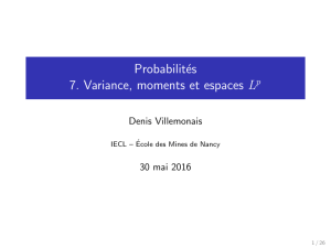 Probabilités 7. Variance, moments et espaces Lp
