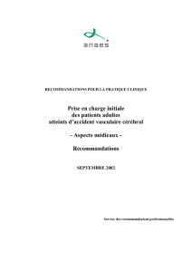 AVC aspects médicaux - Recommandations 2002