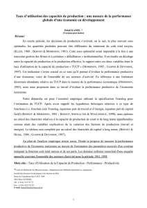 Taux d`utilisation des capacit&eacute;s de production : une mesure de la