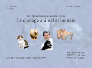 Le clonage animal et humain