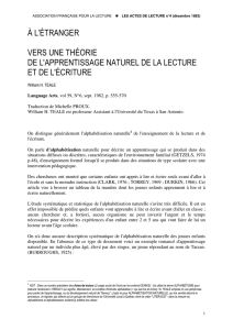 à l`étranger vers une théorie de l`apprentissage naturel de la lecture