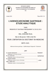 ADENOCARCINOME GASTRIQUE Thèse N° 051/16