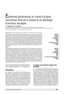 Epidémies bactériennes et virales d`origine z o o n o t i q u e. Rôle