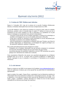 Rapport d`activité Infectiopôle Sud 2012