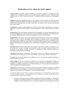 D&eacute;claration sur la valeur des for&ecirc;ts alpines