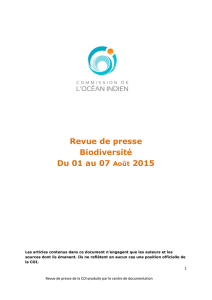 Revue de presse Biodiversité Du 01 au 07 Août 2015