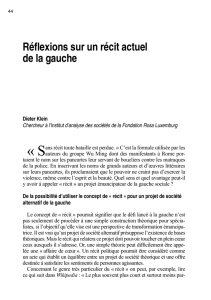 Réflexions sur un récit actuel de la gauche