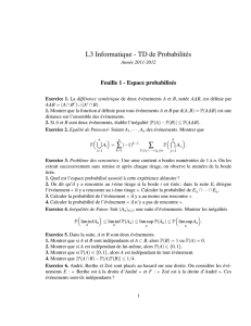 L3 Informatique - TD de Probabilités