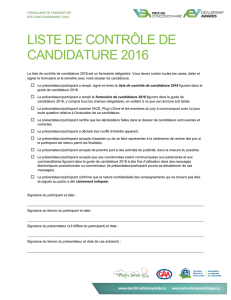 le Formulaire de candidature des concessionnaires 2016